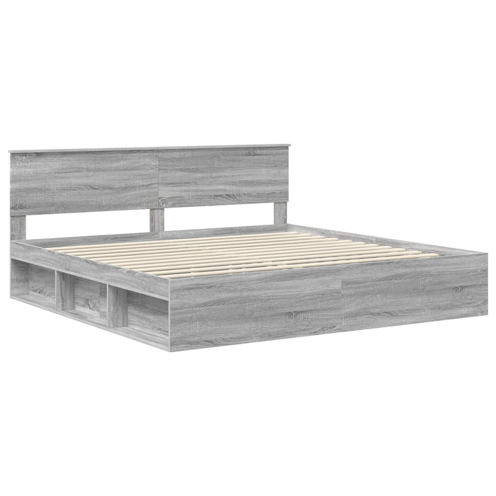 Cadru de pat Gri Sonoma 200 x 200 cm Lemn de pin masiv - WALTI WALTI