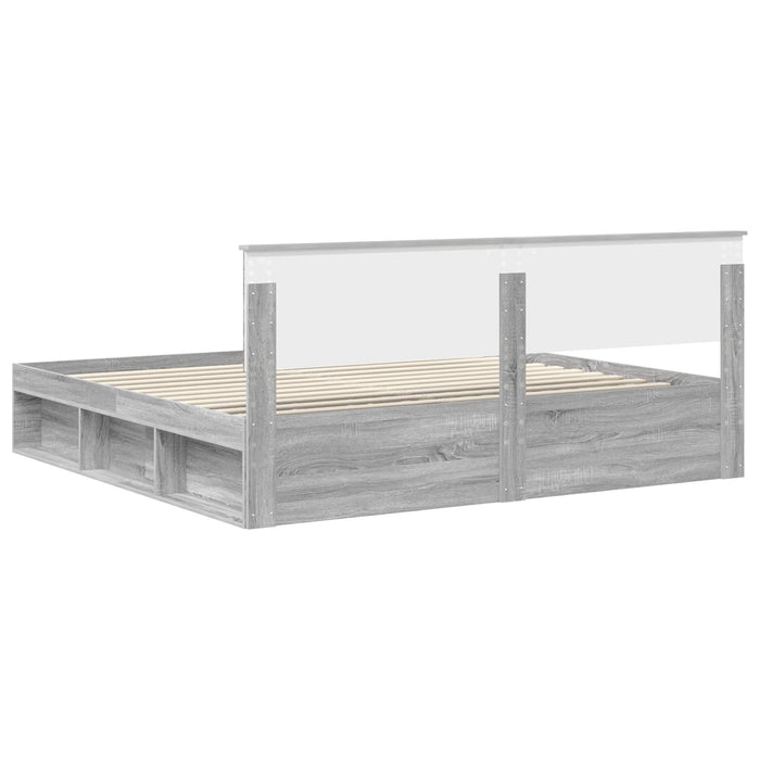 Cadru de pat Gri Sonoma 200 x 200 cm Lemn de pin masiv - WALTI WALTI