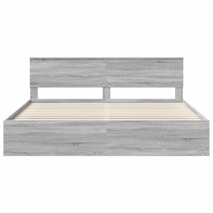 Cadru de pat Gri Sonoma 200 x 200 cm Lemn de pin masiv - WALTI WALTI