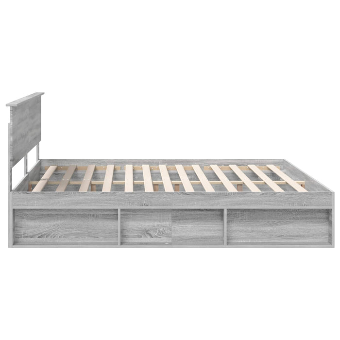 Cadru de pat Gri Sonoma 200 x 200 cm Lemn de pin masiv - WALTI WALTI