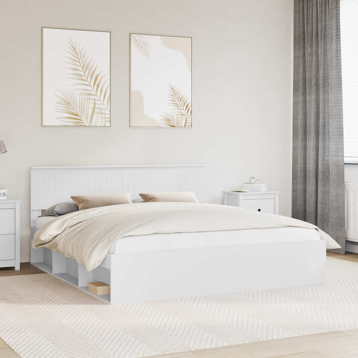 Cadru de pat cu headboard Alb 180 x 200 cm Lemn de pin masiv - WALTI WALTI