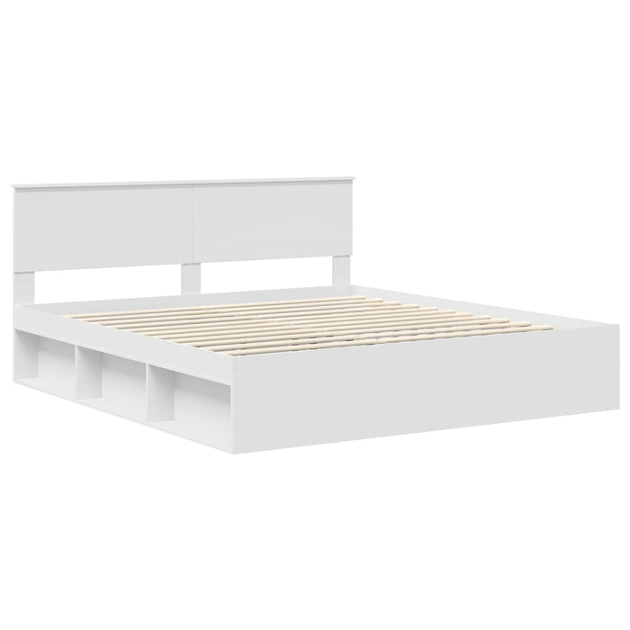 Cadru de pat cu headboard Alb 180 x 200 cm Lemn de pin masiv - WALTI WALTI