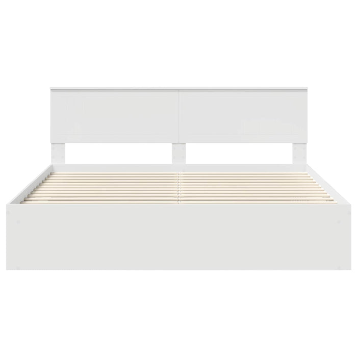 Cadru de pat cu headboard Alb 180 x 200 cm Lemn de pin masiv - WALTI WALTI