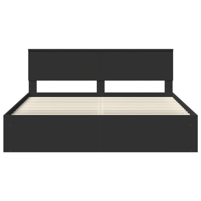 Cadru de pat cu headboard Negru 180 x 200 cm Lemn de pin masiv - WALTI WALTI