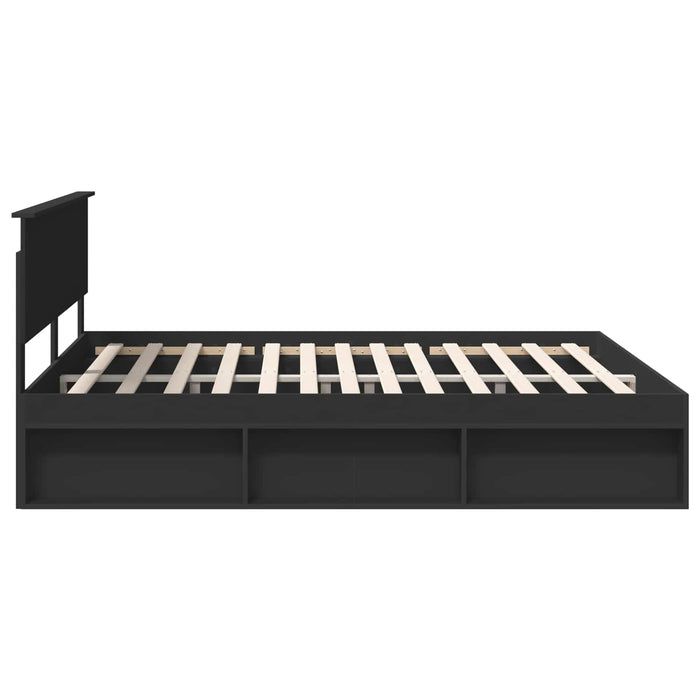 Cadru de pat cu headboard Negru 180 x 200 cm Lemn de pin masiv - WALTI WALTI