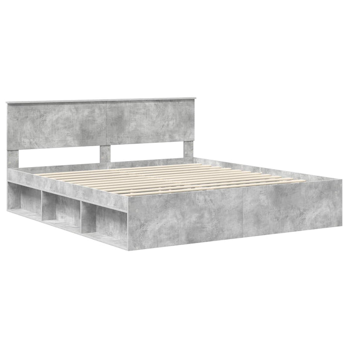Cadru de pat cu headboard Beton 180 x 200 cm Lemn de pin masiv - WALTI WALTI