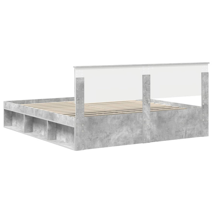 Cadru de pat cu headboard Beton 180 x 200 cm Lemn de pin masiv - WALTI WALTI