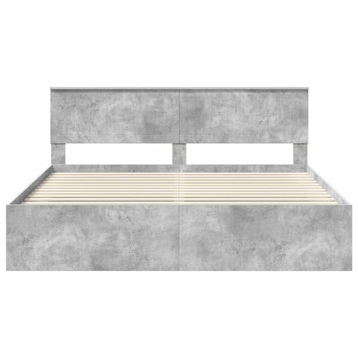Cadru de pat cu headboard Beton 180 x 200 cm Lemn de pin masiv - WALTI WALTI