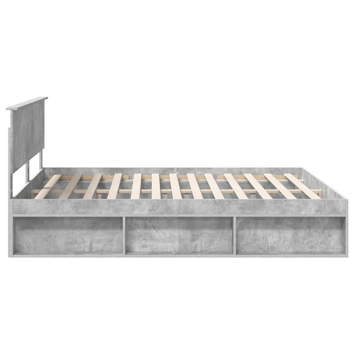 Cadru de pat cu headboard Beton 180 x 200 cm Lemn de pin masiv - WALTI WALTI