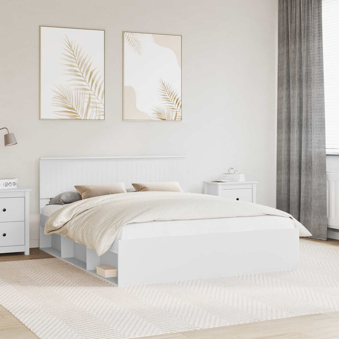 Cadru de pat cu headboard Alb 160 x 200 cm Lemn de pin masiv - WALTI WALTI