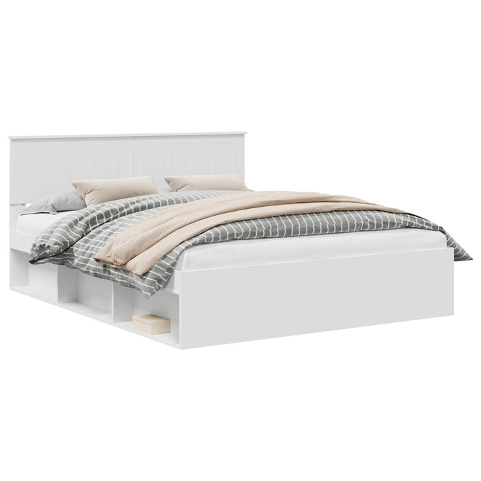Cadru de pat cu headboard Alb 160 x 200 cm Lemn de pin masiv - WALTI WALTI