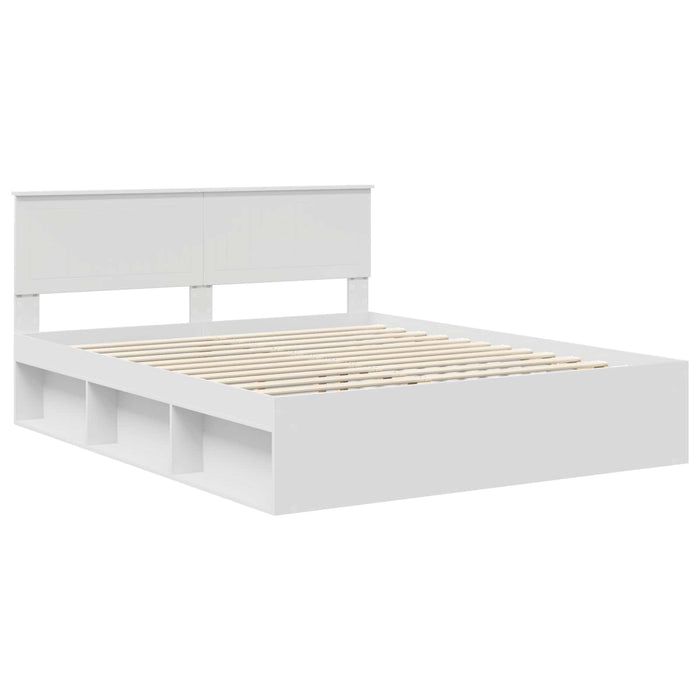 Cadru de pat cu headboard Alb 160 x 200 cm Lemn de pin masiv - WALTI WALTI