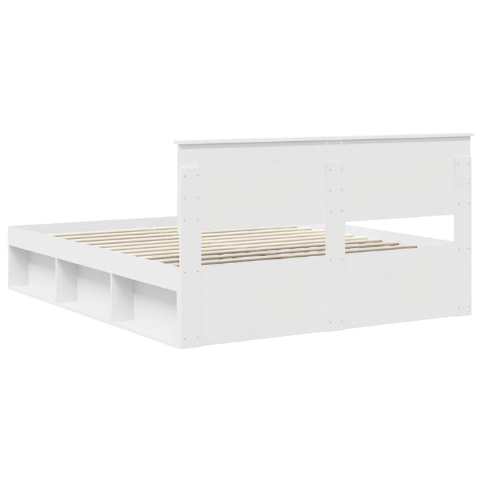 Cadru de pat cu headboard Alb 160 x 200 cm Lemn de pin masiv - WALTI WALTI