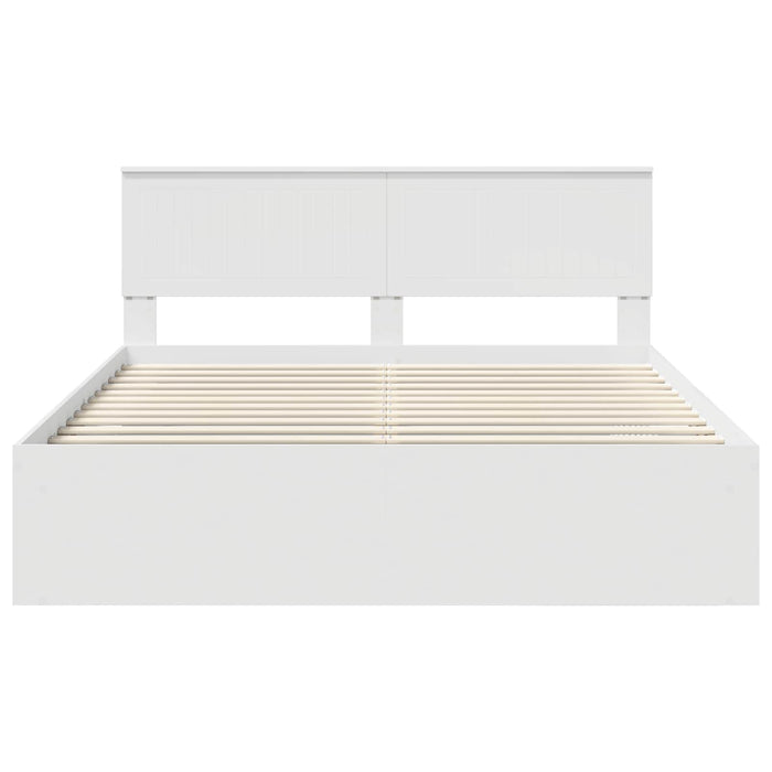Cadru de pat cu headboard Alb 160 x 200 cm Lemn de pin masiv - WALTI WALTI