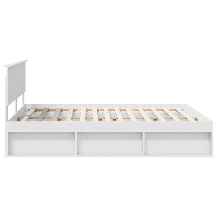 Cadru de pat cu headboard Alb 160 x 200 cm Lemn de pin masiv - WALTI WALTI