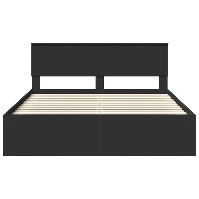 Cadru de pat cu headboard Negru 160 x 200 cm Lemn de pin masiv - WALTI WALTI