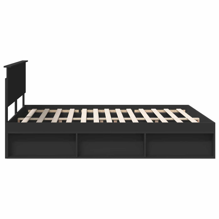Cadru de pat cu headboard Negru 160 x 200 cm Lemn de pin masiv - WALTI WALTI
