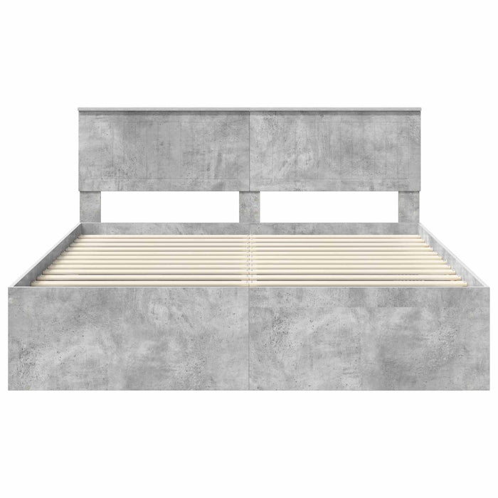 Cadru de pat cu headboard Beton 160 x 200 cm Lemn de pin masiv - WALTI WALTI