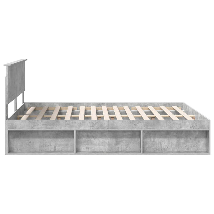 Cadru de pat cu headboard Beton 160 x 200 cm Lemn de pin masiv - WALTI WALTI