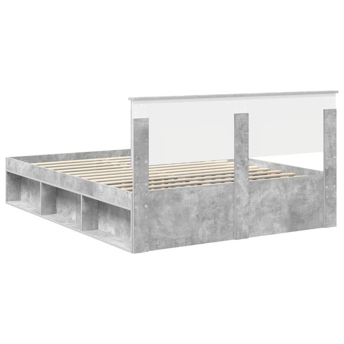 Cadru de pat Gri Concret 150 x 200 cm Lemn de pin masiv - WALTI WALTI