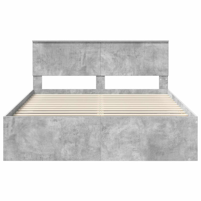 Cadru de pat Gri Concret 150 x 200 cm Lemn de pin masiv - WALTI WALTI