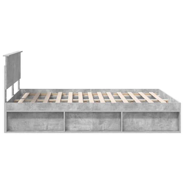 Cadru de pat Gri Concret 150 x 200 cm Lemn de pin masiv - WALTI WALTI