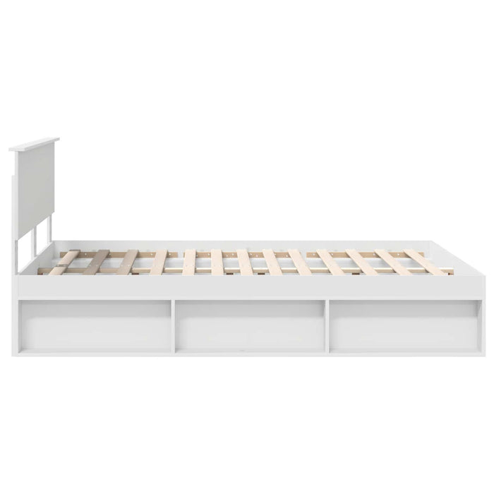 Cadru de pat cu headboard Alb 140 x 200 cm Lemn de pin masiv - WALTI WALTI