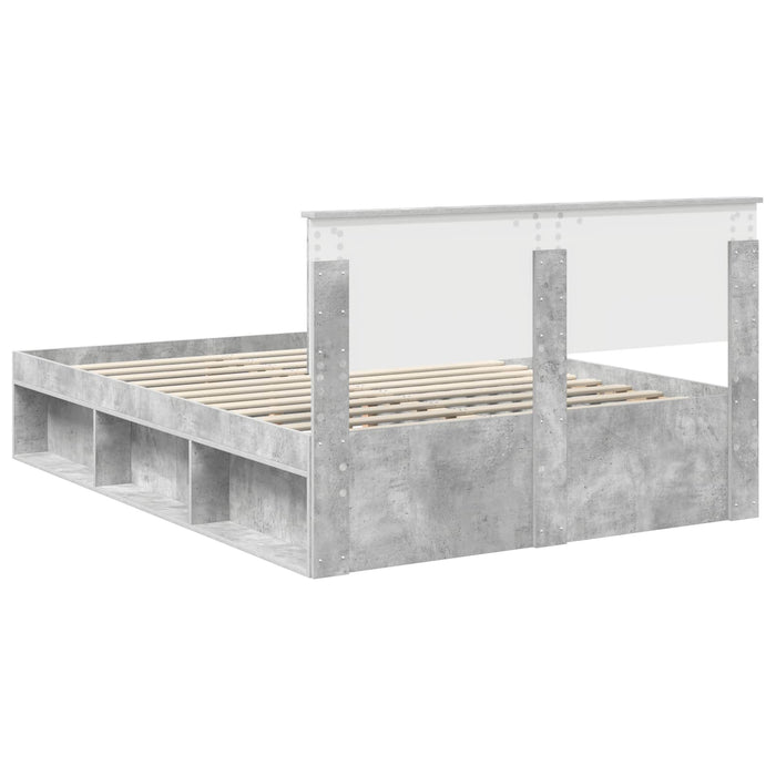 Cadru de pat cu headboard Beton 140 x 200 cm Lemn de pin masiv - WALTI WALTI