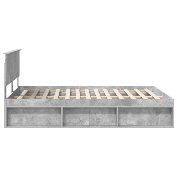 Cadru de pat cu headboard Beton 140 x 200 cm Lemn de pin masiv - WALTI WALTI