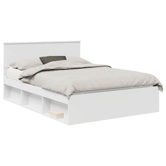Cadru de pat cu headboard Alb 140 x 190 cm Lemn de pin masiv - WALTI WALTI