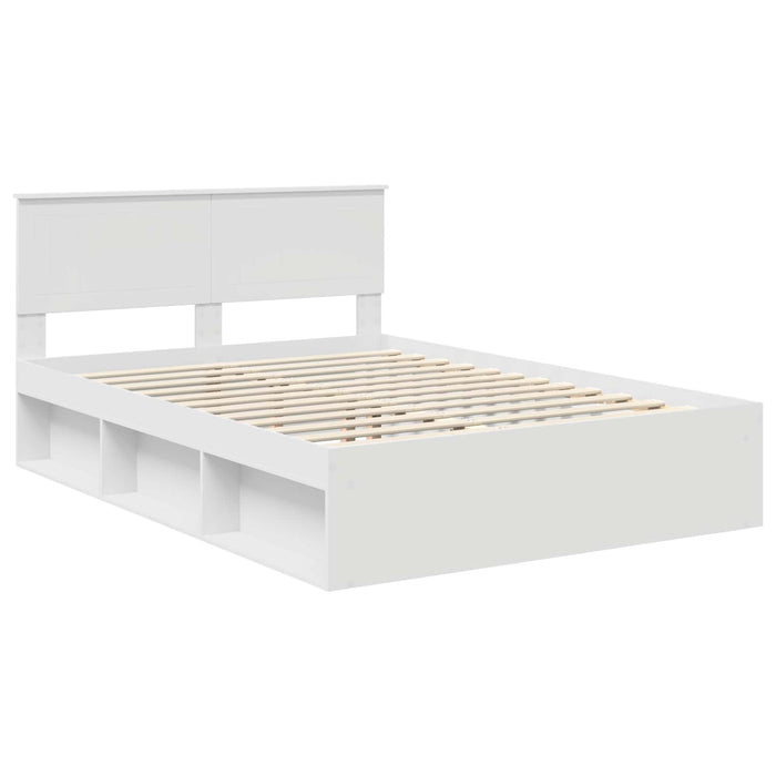 Cadru de pat cu headboard Alb 140 x 190 cm Lemn de pin masiv - WALTI WALTI