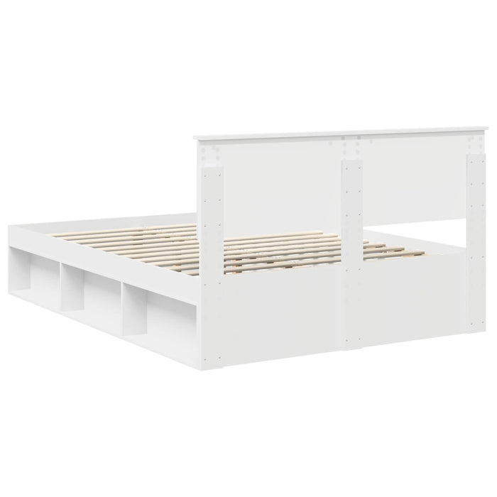 Cadru de pat cu headboard Alb 140 x 190 cm Lemn de pin masiv - WALTI WALTI