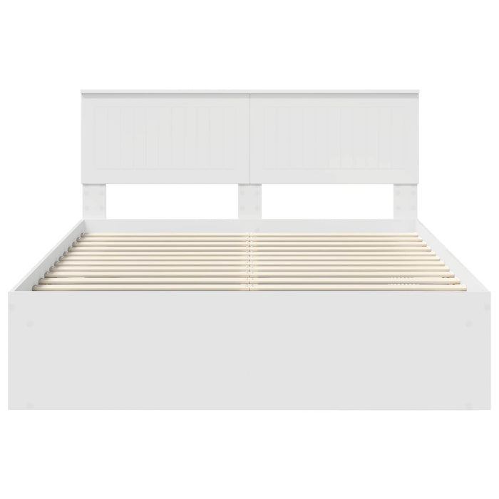 Cadru de pat cu headboard Alb 140 x 190 cm Lemn de pin masiv - WALTI WALTI