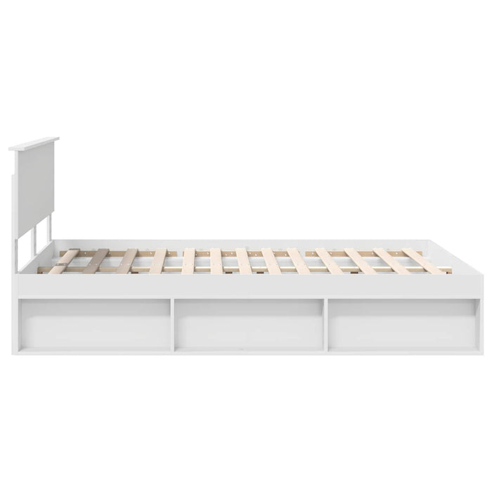 Cadru de pat cu headboard Alb 140 x 190 cm Lemn de pin masiv - WALTI WALTI