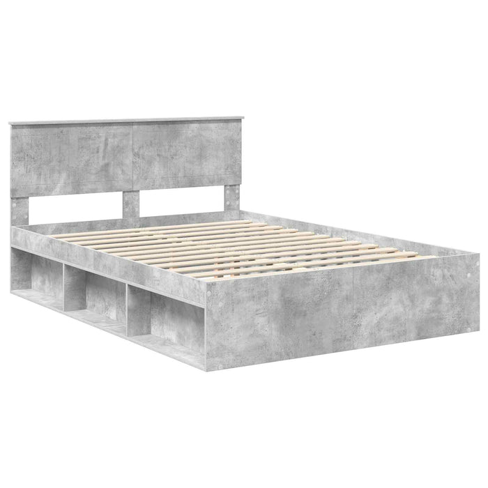 Cadru de pat cu headboard Beton 140 x 190 cm Lemn de pin masiv - WALTI WALTI