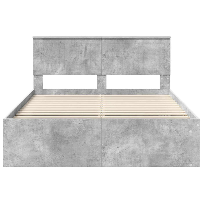 Cadru de pat cu headboard Beton 140 x 190 cm Lemn de pin masiv - WALTI WALTI
