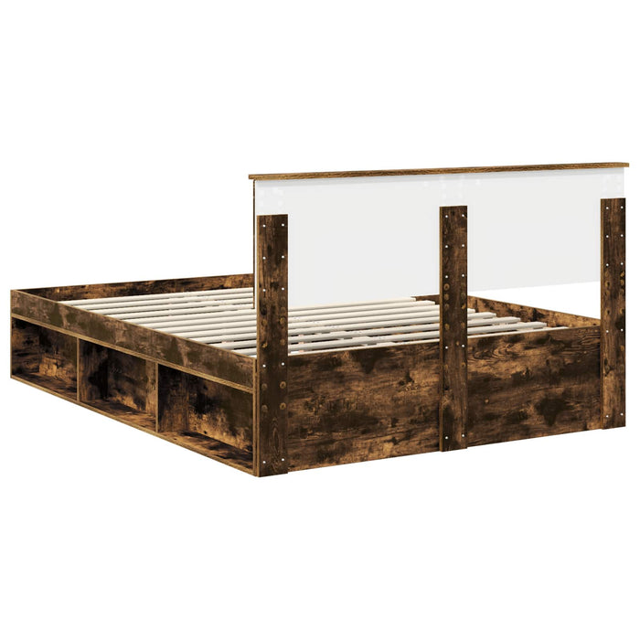 Cadru de pat Stejar fumuriu 140 x 190 cm Lemn de pin masiv - WALTI WALTI