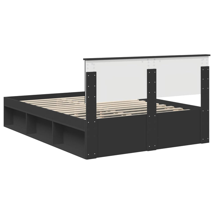 Cadru de pat cu headboard Negru 135 x 190 cm Lemn de pin masiv - WALTI WALTI