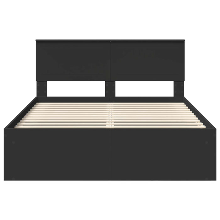 Cadru de pat cu headboard Negru 135 x 190 cm Lemn de pin masiv - WALTI WALTI