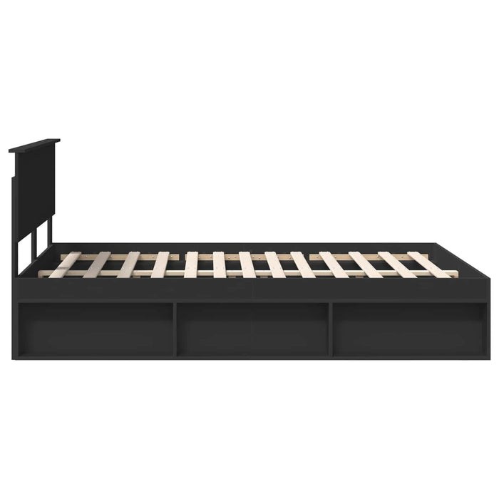 Cadru de pat cu headboard Negru 135 x 190 cm Lemn de pin masiv - WALTI WALTI