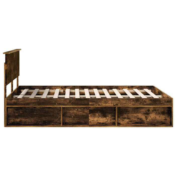 Cadru de pat Stejar fumuriu 135 x 190 cm Lemn de pin masiv - WALTI WALTI
