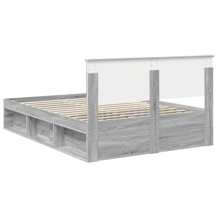 Cadru de pat Gri Sonoma 135 x 190 cm Lemn de pin masiv - WALTI WALTI