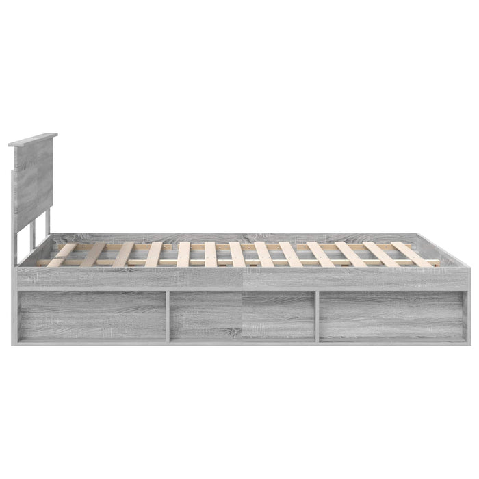 Cadru de pat Gri Sonoma 135 x 190 cm Lemn de pin masiv - WALTI WALTI