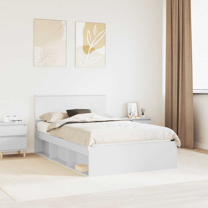 Cadru de pat cu headboard Alb 120 x 200 cm Lemn de pin masiv - WALTI WALTI