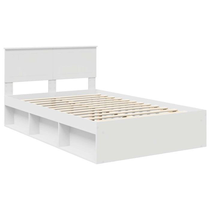 Cadru de pat cu headboard Alb 120 x 200 cm Lemn de pin masiv - WALTI WALTI