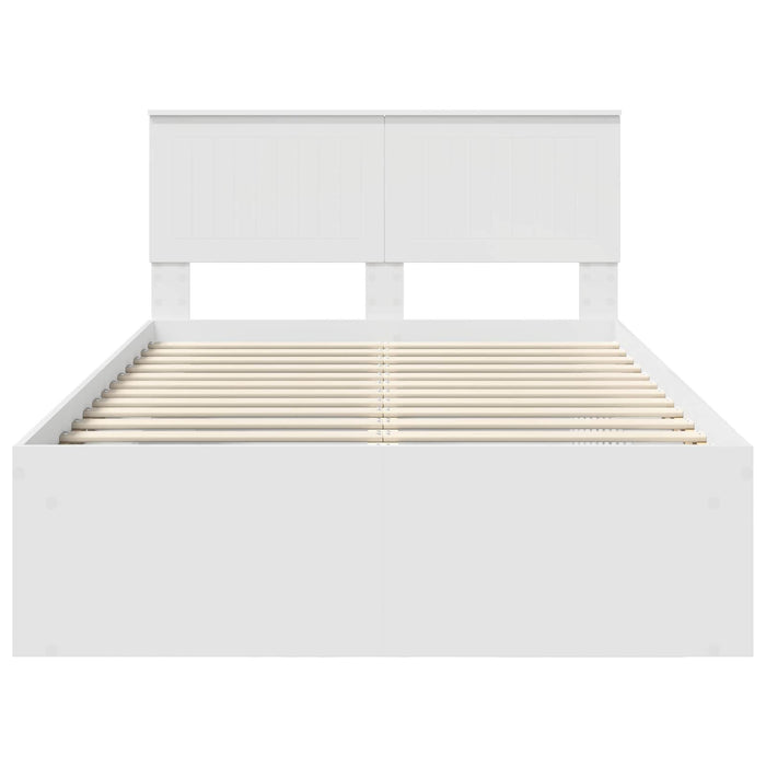 Cadru de pat cu headboard Alb 120 x 200 cm Lemn de pin masiv - WALTI WALTI