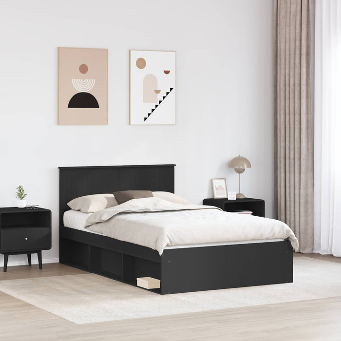 Cadru de pat cu headboard Negru 120 x 200 cm Lemn de pin masiv - WALTI WALTI