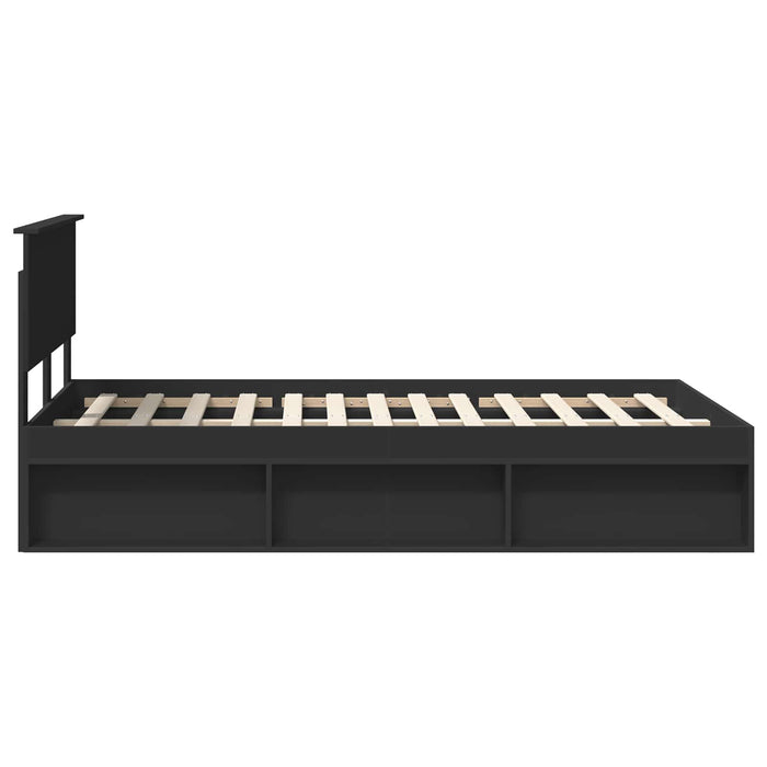 Cadru de pat cu headboard Negru 120 x 200 cm Lemn de pin masiv - WALTI WALTI