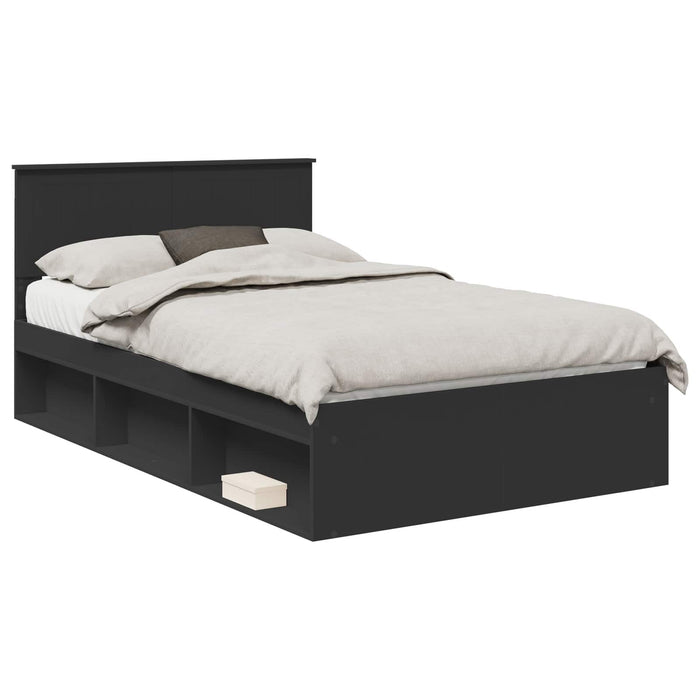 Cadru de pat cu headboard Negru 120 x 190 cm Lemn de pin masiv - WALTI WALTI