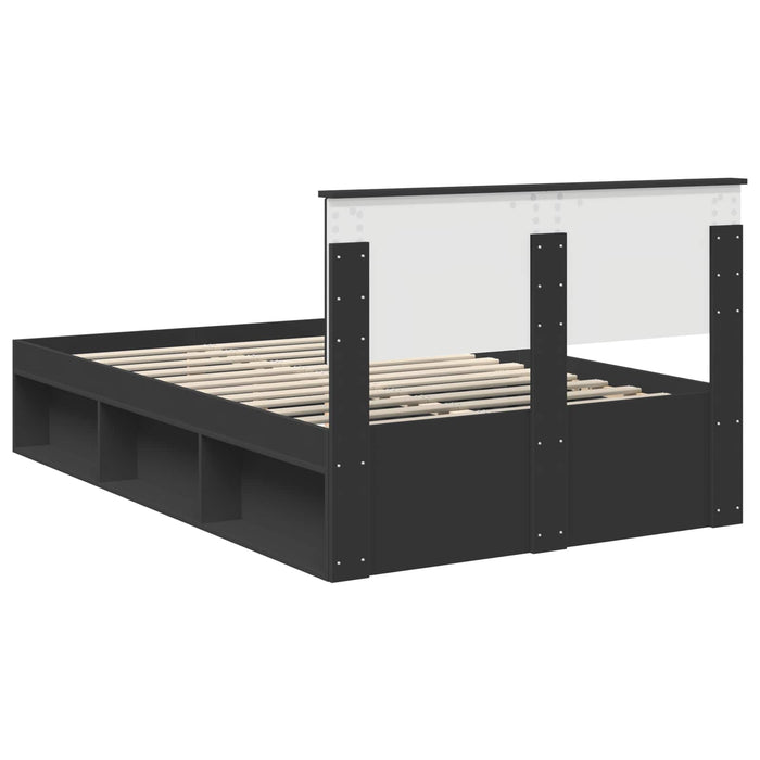 Cadru de pat cu headboard Negru 120 x 190 cm Lemn de pin masiv - WALTI WALTI